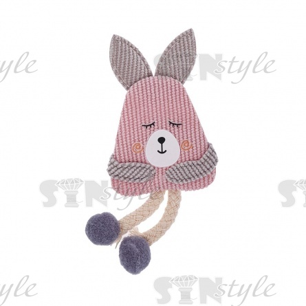 Аппликация 3D "Зайчик", цвет грязно-розовый+серый, размер 45х105 мм фото 1