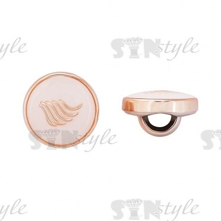 Пуговица пластиковая на ножке, круглой формы, размер 20L, золотая основа с белой эмалью фото 1