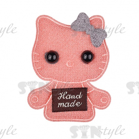 Аппликация 3D "Котик", цвет грязно-розовый, размер 40х50 мм фото 1