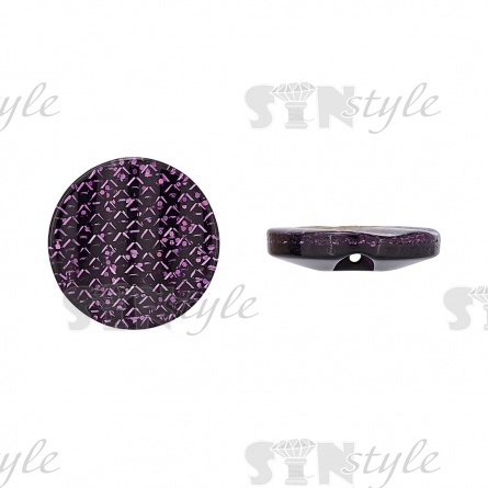 Пуговица пластиковая на полуножке, размер 34L, круглой формы, шляпка волнистая, цвет фиолетовый с блестками фото 1