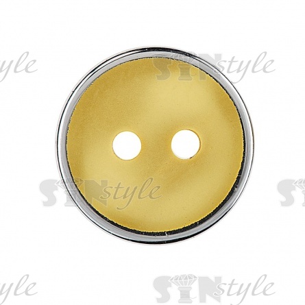 Пуговица пластиковая на два прокола, 20L,  желтая перламутровая  фото 4