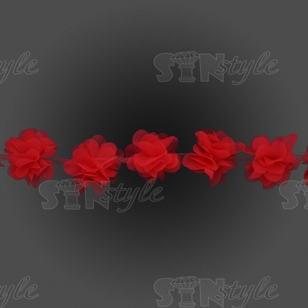 Кружево "Цветочки", ширина 60 мм, цвет ярко-розовый (122), намотка 10 ярдов фото 2