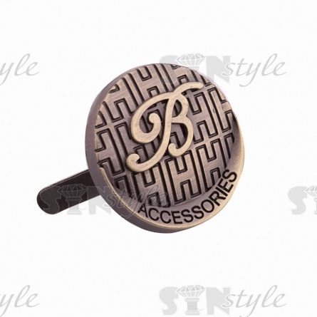 Брошь металлическая, крепление усики, цвет бронзовый, диаметр 17 мм фото 2