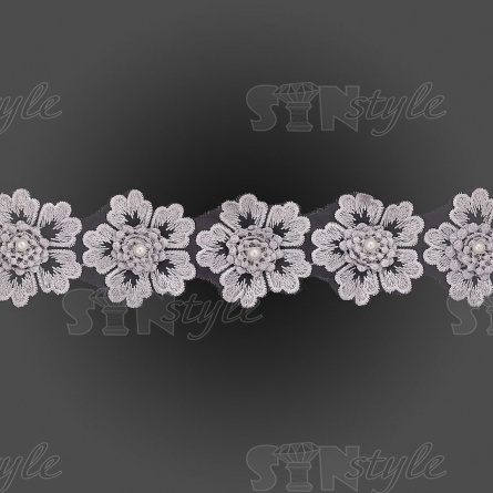 Цветочки из капроновой ленты, размер 55 мм, цвет серый, намотка 20 ярдов, 17 шт/ярд фото 2