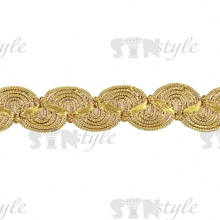 Тесьма отделочная металлизированная, ширина 20 мм, цвет золотой, намотка 15 ярдов фото 1
