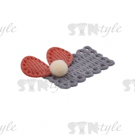 Аппликация 3D "Ушки", цвет серый+грязно-розовый, размер 40х25 мм фото 2