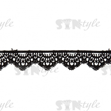 Кружево ажурное матовая нить, ширина 20 мм, цвет черный, намотка 15 ярдов фото 2