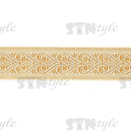 Жаккардовая лента,  ширина 50 мм, намотка 10 м, цвет золотой фото 1
