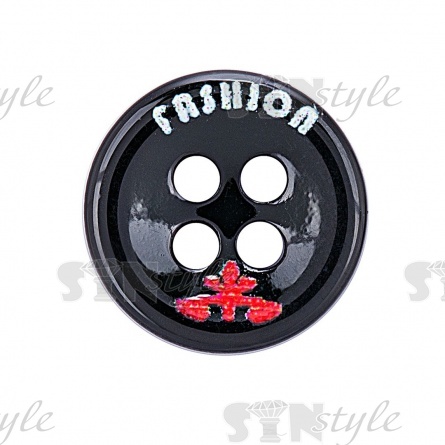 Пуговица пластиковая на четыре прокола, размер 18L, цвет черный фото 2