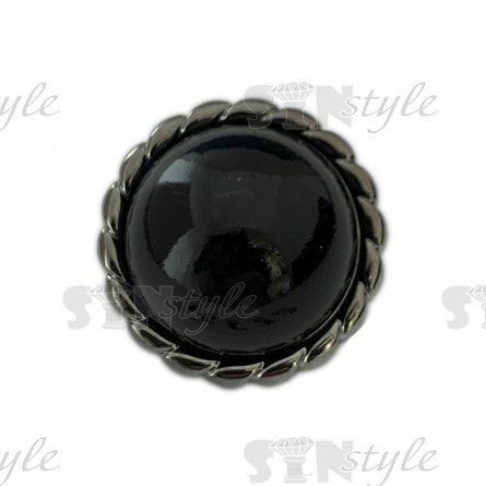 Пуговица пластиковая на ножке, размер 40L, цвет темный никель+черный фото 1