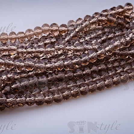 Бусины граненые Рондель (стекло), цвет темно-бежевый (04), 8 мм, 72 шт/нить фото 1