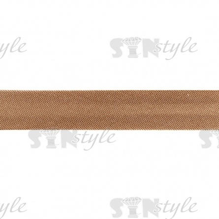 Косая бейка атласная, ширина 15 мм, намотка 144 ярда, цвет бежевый фото 2