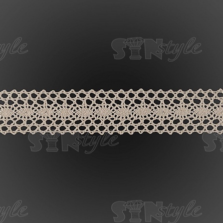 Кружево  вязаное плетеное,  ширина 33 мм, цвет бежевый, намотка 15 ярдов фото 2