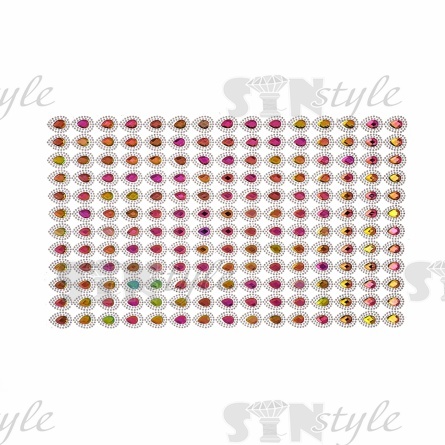 Термоаппликация "Капля" из стеклянных страз, цвет радужный (голография), размер 19х25 мм, 180 шт на листе, лист 240х400 мм фото 1