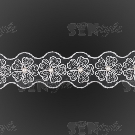 Цветочки из капроновой ленты, ширина 45 мм, намотка 20 ярдов, цвет белый (№7) фото 1