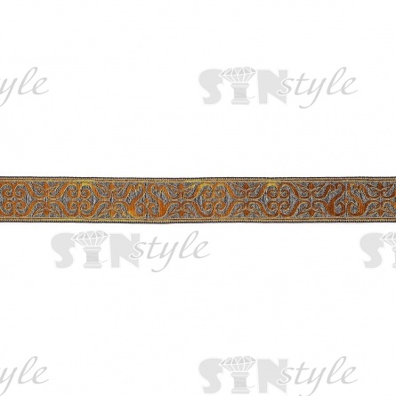 Жаккардовая лента, ширина 33 мм, намотка 10 м, цвет серебряный+золотой фото 2