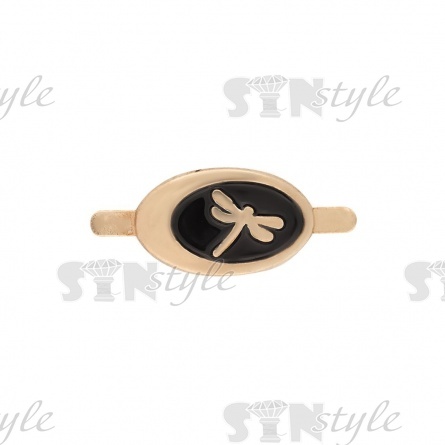 Брошь металлическая, крепление усики, цвет золотой+черный, размер 15 мм х 9 мм фото 1