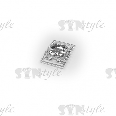 Пряжка металлическая, цвет серебряный+белые стразы, внутренний размер 27 мм фото 2