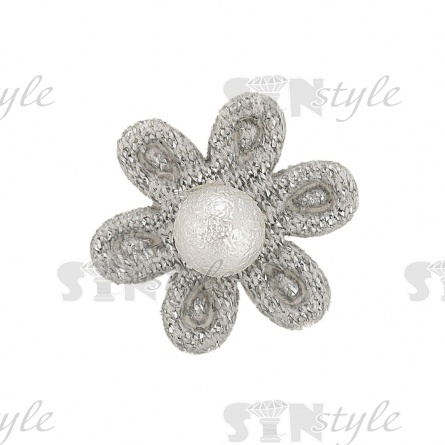 Аппликация 3D "Цветочек", цвет серый, размер 23 мм фото 1