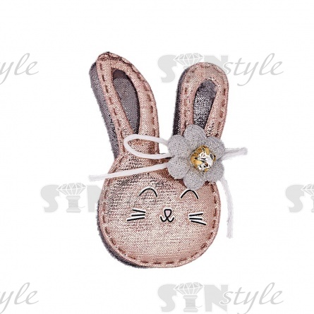 Аппликация 3D "Зайчик", цвет грязно-розовый+серый, размер 30х55 мм фото 1