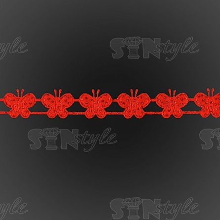 Декоративная лента из бабочек, цвет красный, ширина 20 мм, намотка 20 ярдов фото 3