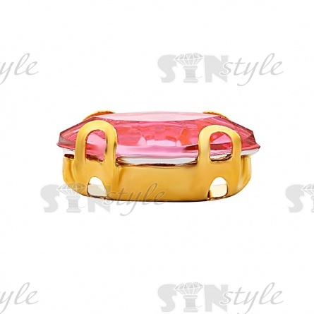 Стразы пришивные акриловые в цапах, форма лодочка, цвет золото+светло-розовый, размер 5х10 мм, 200 шт/уп фото 2