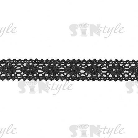 Кружево вязаное плетеное, ширина 20 мм, цвет черный, намотка 15 ярдов фото 2