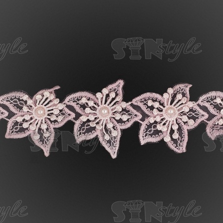 Цветочки из капроновой ленты, ширина 70 мм, цвет розовый, намотка 15 ярдов фото 1