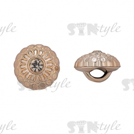 Пуговица пластиковая на ножке, размер 20L, цвет золотой+белая страза фото 1