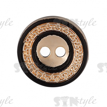 Пуговица пластиковая на два прокола, золотая с черным, 28L фото 2