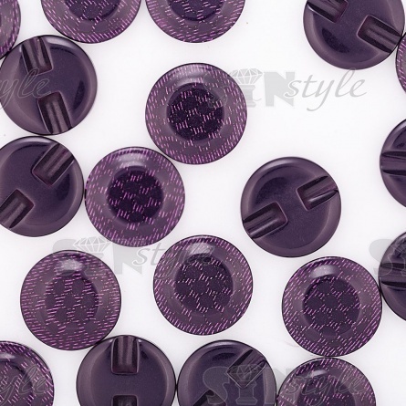 Пуговица пластиковая на полуножке, размер 34L, фиолетовая с блестками фото 3