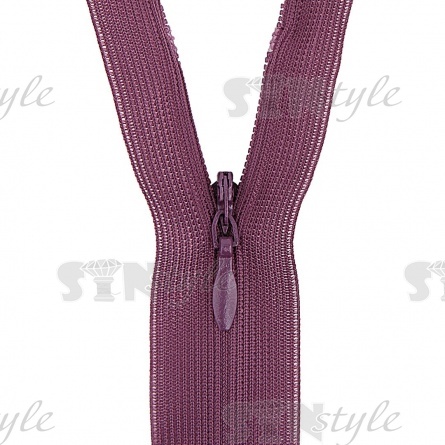 Молния спираль, тип 3, потайная, неразъемная, основа капрон, длина 50 см, цвет 863 (темно-фиолетовый), бегунок цвета основы фото 2