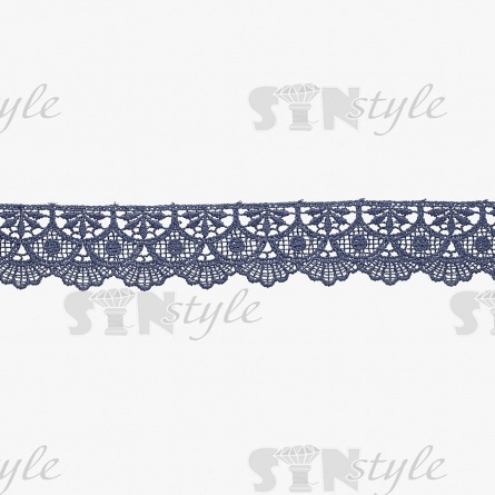 Кружево ажурное, ширина 35 мм, цвет темно- синий, намотка 15 ярдов фото 2