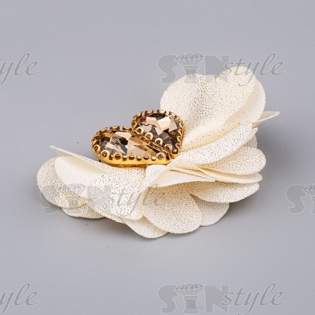Цветочки декоративные со стразами, цвет шампань, размер 40х25 мм,  фото 2