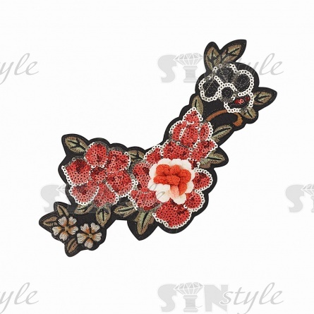 Аппликация пришивная с пайетками, размер 25х130мм фото 3