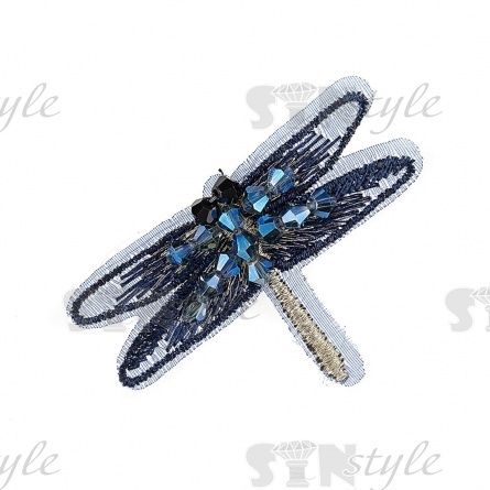 Аппликации с элементами из бисера, цвет темно-синий, размер 50х35 мм фото 1