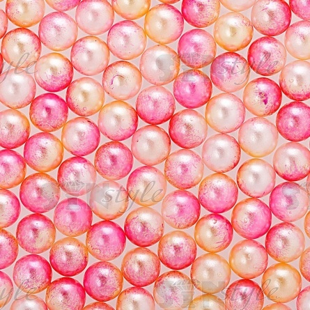 Бусины под жемчуг прибивные с градиентом, размер 6 мм, цвет розовый с желтым, вес 500 г  фото 2