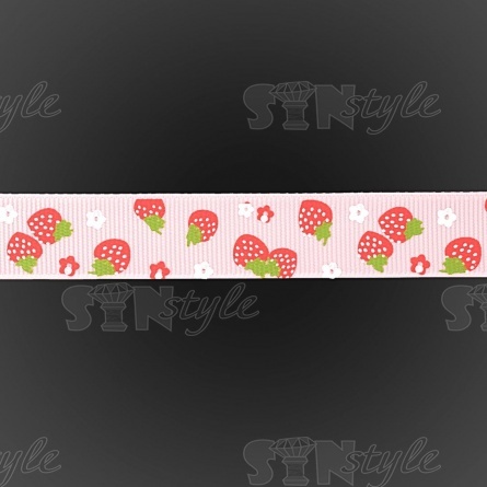 Лента репсовая, с принтом клубничка, ширина 20 мм, цвет розовый, намотка 20 ярдов фото 3