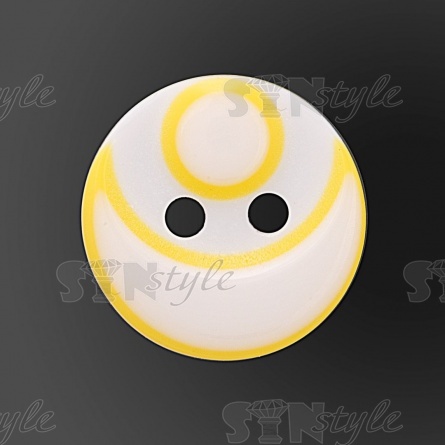 Пуговица пластиковая на два прокола, размер 20L, цвет белый/желтый фото 2