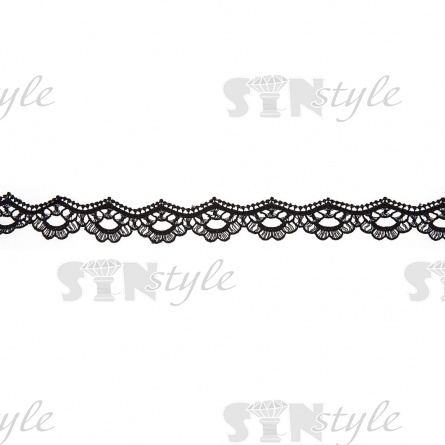 Нежное ажурное кружево с волнистыми краями, ширина 25 мм, цвет черный, намотка 15 ярдов фото 2