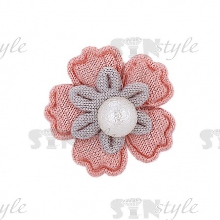 Аппликация 3D "Цветок", цветок, цвет грязно-розовый+серый, размер 33х33 мм фото 1