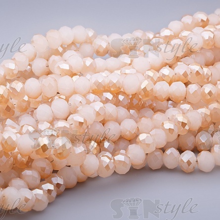 Бусины граненые Рондель (стекло), цвет светло-бежевый (60), 8 мм, 72 шт/нить фото 1