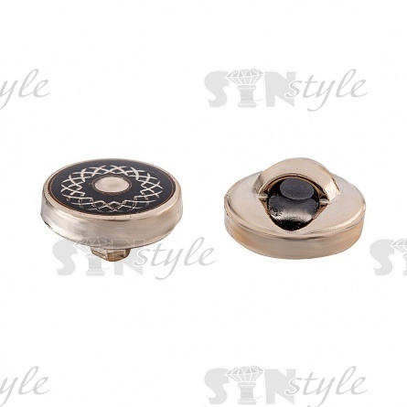 Пуговица пластиковая на ножке, размер 18L, цвет золото/черный  фото 2