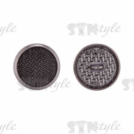 Пуговица металлическая на ножке, темный никель с черным, 28L фото 1