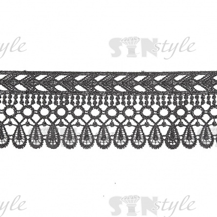 Нежное ажурное кружево с причудливым узором, ширина 66 мм, цвет черный, намотка 10 ярдов  фото 1