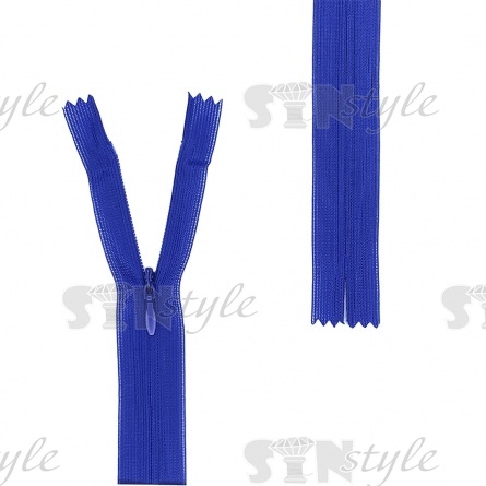 Молния спираль, тип 3, потайная, неразъемная, основа капрон, длина 50 см, цвет 220 (васильковый), бегунок цвета основы фото 1