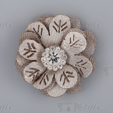 Цветочки декоративные со стразами, цвет серый, диаметр 28 мм,  фото 1