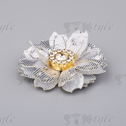 Цветочки декоративные со стразами, цвет серый, диаметр 30 мм,  фото 2