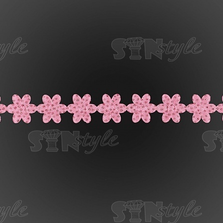 Декоративная лента из цветочков, цвет темно-розовый, ширина 20 мм, намотка 20 ярдов фото 3