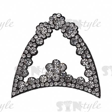 Аппликация "Ушки" из страз, на фетровой основе, размер 50 мм х 45 мм, цвет черный+белые стразы фото 1